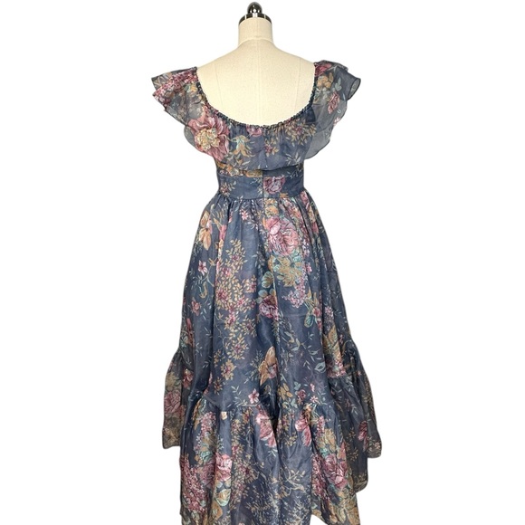 Selkie Printed Romance Novel Princess Puffy Off the Shoulder Floral Maxi Gown| S - Picture 9 of 13